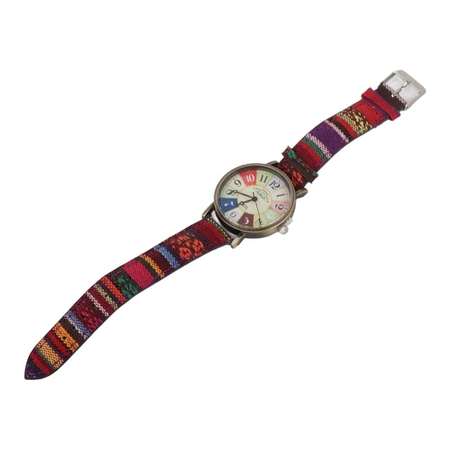 Bohemian Style Multi Colour Hippie Watch Brass PU Leather Button Battery Birthday Party Gifting