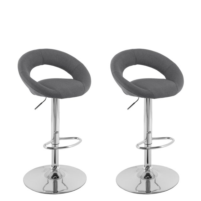 CorLiving Round Open Back Adjustable Fabric Barstool, set of 2