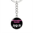 thumbnail image 1 of Norwegian Forest Cat Mom Keychain Stainless Steel or 18k Gold Circle Pendant, 1 of 7