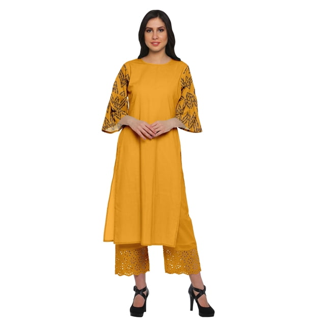 Moomaya Ensemble Kurta Palazzo Maxi pour Femmes Imprimé 2 Pcs Robe Tenue Tenue Ethnique