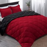 Basic Beyond Queen Comforter Set - Red And Black Comforter Set Queen Size, Reversible Bed Comforter Queen Set For All Seasons, 1 Comforter (88X92) And 2 Pillow Shams (20X26+2)