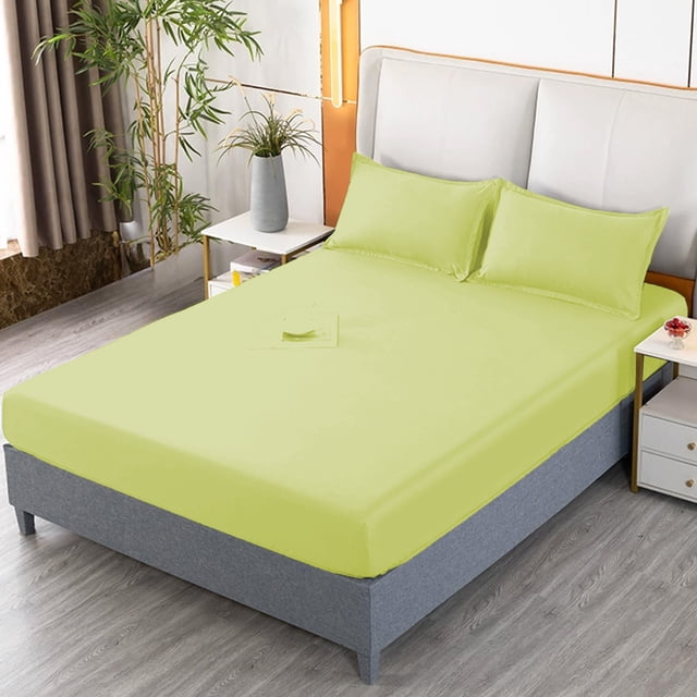Fitted Sheet for Double Bed Deep Pocket Non Slip Fixed Bed Cover | Stretchable Mattress Protector with Elastic All Around | Soft Polyester Knit Fabric for Home Bedroom Sleeping
