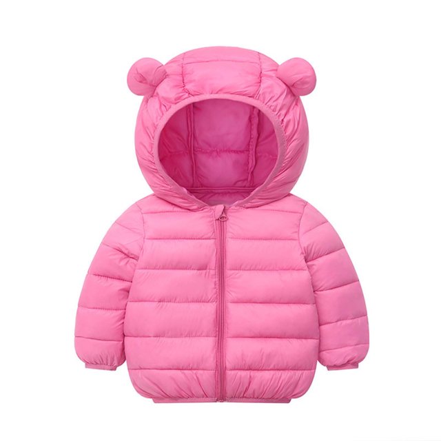 RXIRUCGD Children's Light Solid Color Cotton Jacket( Hot Pink, Size:5-7 Years )