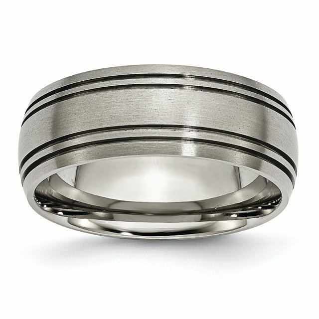 Bague en Satin Rainurée en Titane 8mm Taille 10