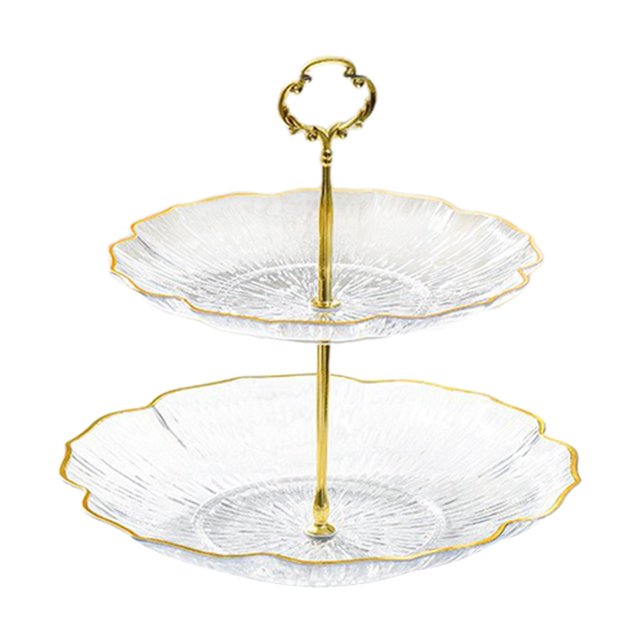 veasfak Cake Rack 2 Layers Candy Dish Cookie Tray for Commercial Wedding Celebration Clear
