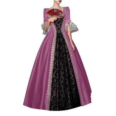 UPPADA Grande Taille Victorian Dress for Women Robe de Bal à Lacets à Manches Évasées avec Corset Robe Maxi de Soirée Vintage Robe Cocktail Robes de Mariage