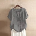 thumbnail image 3 of WEIYLL Womens T-Shirts Plus Size Linen Loose Tunic Breathable Boho Solid Dark Gray Blouse Sizes XXXL, 3 of 3