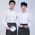 thumbnail image 2 of relayinert White Unisex Chef Coat Uniform Made With Polyester Comfortable To Wear Unisex Chef Jacket white（short sleeve） L, 2 of 6