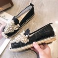 thumbnail image 4 of LSLJS Sandals Womens Pearl Solid Flat Heels Peep Toe Sandals Shoes, Flats Shoes, 4 of 8