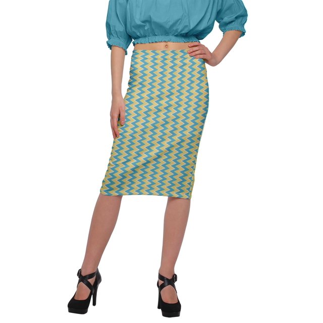 Moomaya Jupe Imprimée Longueur Genou pour Femmes Grande Taille Jupe en Poly Spandex
