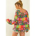 thumbnail image 5 of Blouse à Manches Bouffantes au Col Carré et au Crochet Floral Multicolore pour Femmes, 5 of 5