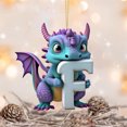 thumbnail image 4 of Fridja Personalized Dinosaur Christmas Ornament 26 Letters Hanging Pendant Ornaments 2024 Plastic Initial Monogram Xmas Tree Decorations with Hanging Rope Unique Customized Fun Gift for Kids (F), 4 of 4
