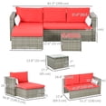 thumbnail image 3 of Outsunny Ensemble de Mobilier de Patio 3 Pcs, Ensemble de Canapé d'Extérieur en Rotin Osier, 3 of 10