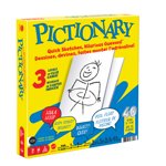 Pictionary Family Board Game for Kids, Adults and Game Night with Erasable Boards and Markers - English Version