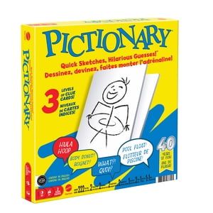 Pictionary Family Board Game for Kids, Adults and Game Night with Erasable Boards and Markers - English Version