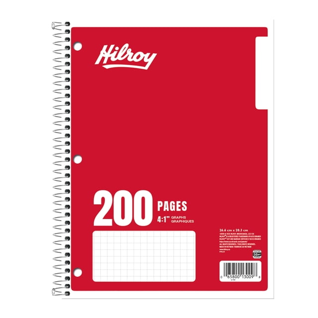 Hilroy® Quad 4-1" 200pg Notebook, Red