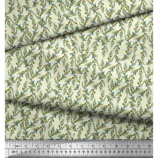 Soimoi Rayon Fabric Berries Leaves Decor Fabric Printed Yard 56 Inch Wide