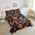 thumbnail image 3 of Erosebridal Abstract Groovy Blossoms Bedding Comforter Set, Rainbow Floral Flower Down Comforter, Reversible 2 Pieces, 3 of 7