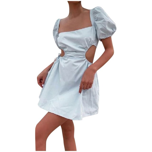 AMERTEER Women Summer Temperament Tunic Backless Elastic Lace Adjustable Dress
