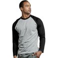 thumbnail image 3 of SLM T-Shirt Raglan de Baseball en Coton à Manches Longues pour Homme - Gris/noir - 3TG, 3 of 4