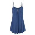 thumbnail image 3 of Women Sleeveless Spaghetti Strap Double Breasted Plain Shift Dress, 3 of 6