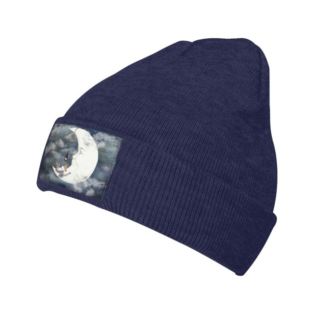 ZICANCN Bonnet en tricot-Moon Boy Books Bonnet d'Hiver Doux et Chaud Chapeaux Classiques pour Hommes Femmes Nuages Lanterne Lire Rêve