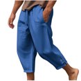 thumbnail image 1 of FAIWAD Men's Linen Capri Pants Elastic Waist Lightweight Straight Pants Loose Drawstring Casual Trousers, 1 of 5