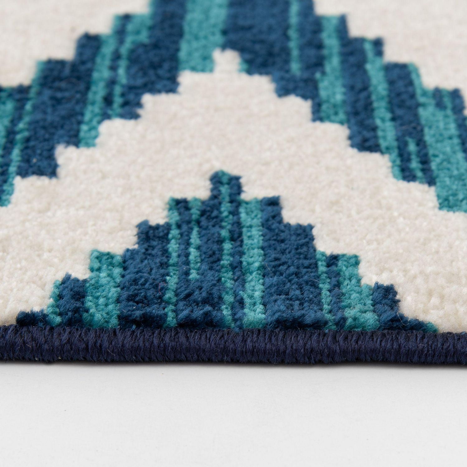 Tapis d'intérieur/extérieur tissé Tropicana crème et bleu saphir 5x7, recommandé pour patio, vestibule, véranda, salle à manger