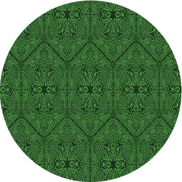 Ahgly Tapis Rond Lavable en Machine Intérieur Transitionnel Vert Forêt Foncé, 7 Pieds Rond