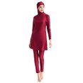 thumbnail image 3 of Innerwin Maillot de Bain pour Femme Trois Pièces Style Musulman Col Ras du Cou Tenue de Bain Couvrance Totale Bord de Mer Rouge TTG, 3 of 4