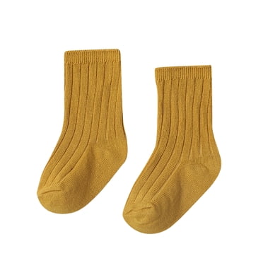 Ketyyh-chn99 Socks Baby Non Slip Socks for Kids Girls Cotton Socks Mid Calf Baby Baby Solid Color Newborn (Yellow, M Toddler) Newborn Baby Socks