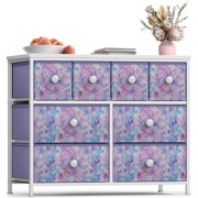Sorbus Fabric Dresser for Kids Bedroom - Chest of 8 Drawers, Storage Tower, Clothing Organizer, for Closet, for Playroom, for Nursery, Steel Frame, Fabric Bins - Knob Handle (Tie-dye Purple)