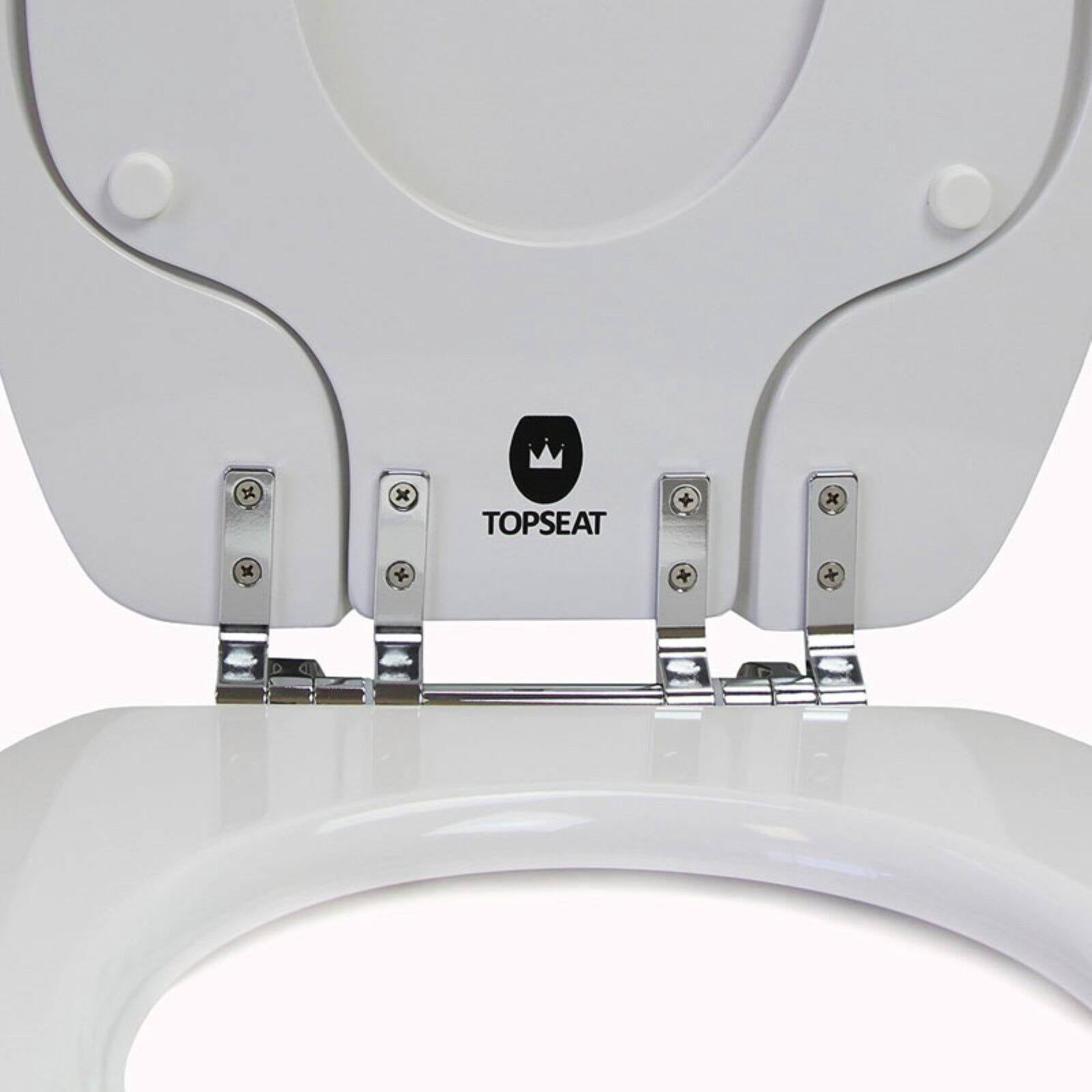 Siège de toilette rond 2-en-1 TinyHiney à charnière chromée avec couvercle qui ferme délicatement pour enfants et adultes de TopSeat