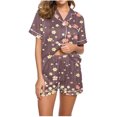 thumbnail image 1 of Jamicy Pyjama d'Halloween pour Femmes, Mode Décontractée, Imprimé, Haut à Manches Courtes avec Col à Revers et Short, Ample et Confortable, Ensemble de Pyjama pour la Maison, 1 of 4