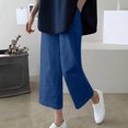 thumbnail image 2 of VEKDONE Womens Cotton Linen Capris Pants Navy XXL, 2 of 3