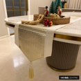 thumbnail image 3 of The HomeCentric Decorative Gold Table Runner 8 Seater Table Runner (16 x 108 inch) Metallic Leather & Textured Leather Table Runner, Faux Leather Table Linen, Patchwork Modern - Leather Goldsmith, 3 of 9