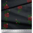 thumbnail image 2 of Soimoi Modal Satin Fabric Leaves & Floral Block Decor Fabric Printed Yard 42 Inch Wide, 2 of 3