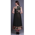 thumbnail image 4 of Bimba Robe Anarkali Noire à Fleurs, Col Mandarin, Sans Manches, Kurtis pour Femmes, Robe Maxi à Imprimé, Petit, 4 of 6