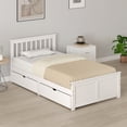 thumbnail image 2 of HOMCOM Wood Twin Bed Frame, Pine Platform Bed Frame with Drawers, White, 2 of 10