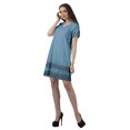 thumbnail image 4 of Moomaya Tunique à Manches Courtes Robes de Cocktail pour Femmes Robe en Coton Uni Extensible, 4 of 5