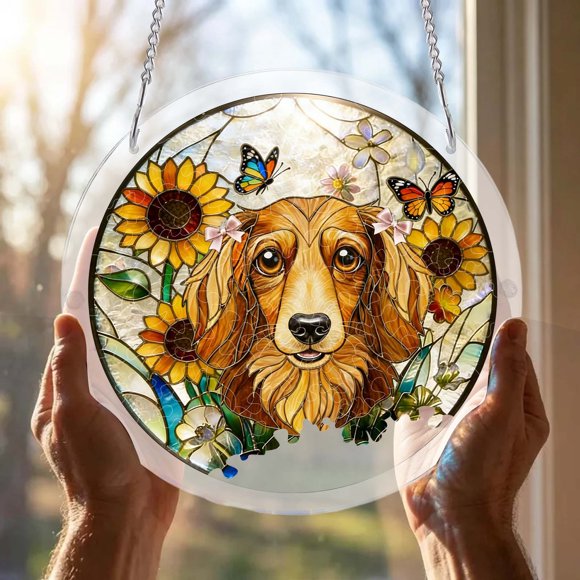 DIY Acrylic Puzzle Suncatcher 83 Pieces Stained Glass Window Hanging Double Sided Light Projection Craft Kit with Metal Frame for Home Decor Gift