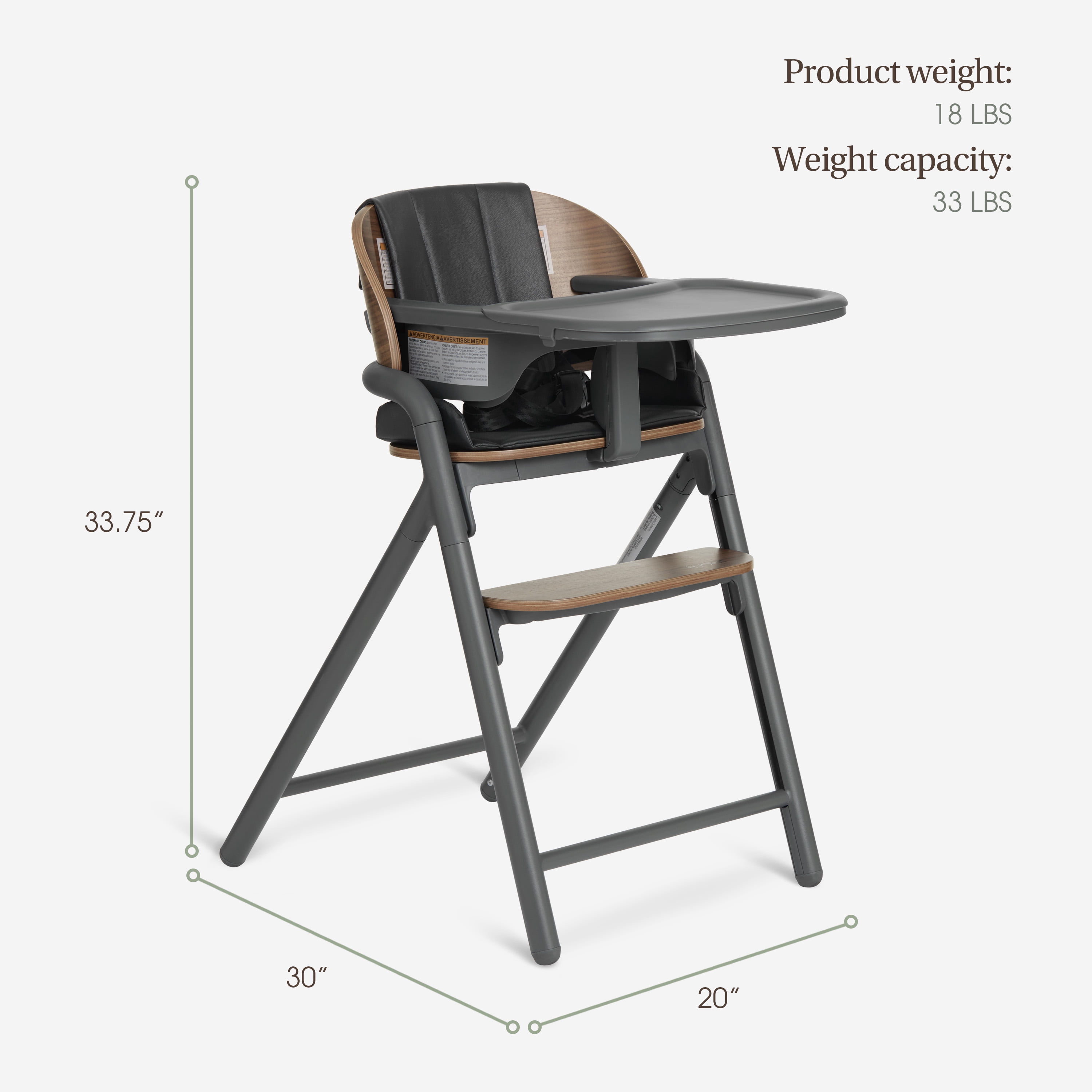 Evolur Step and Savor Convertible High Chair, Walnut Gray