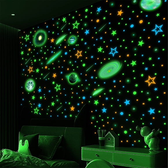 Staron Glow in the Dark Wall Stickers Star Moon Luminous Decals for Kids Room Bedroom Ceiling Removable Night Sky Decor