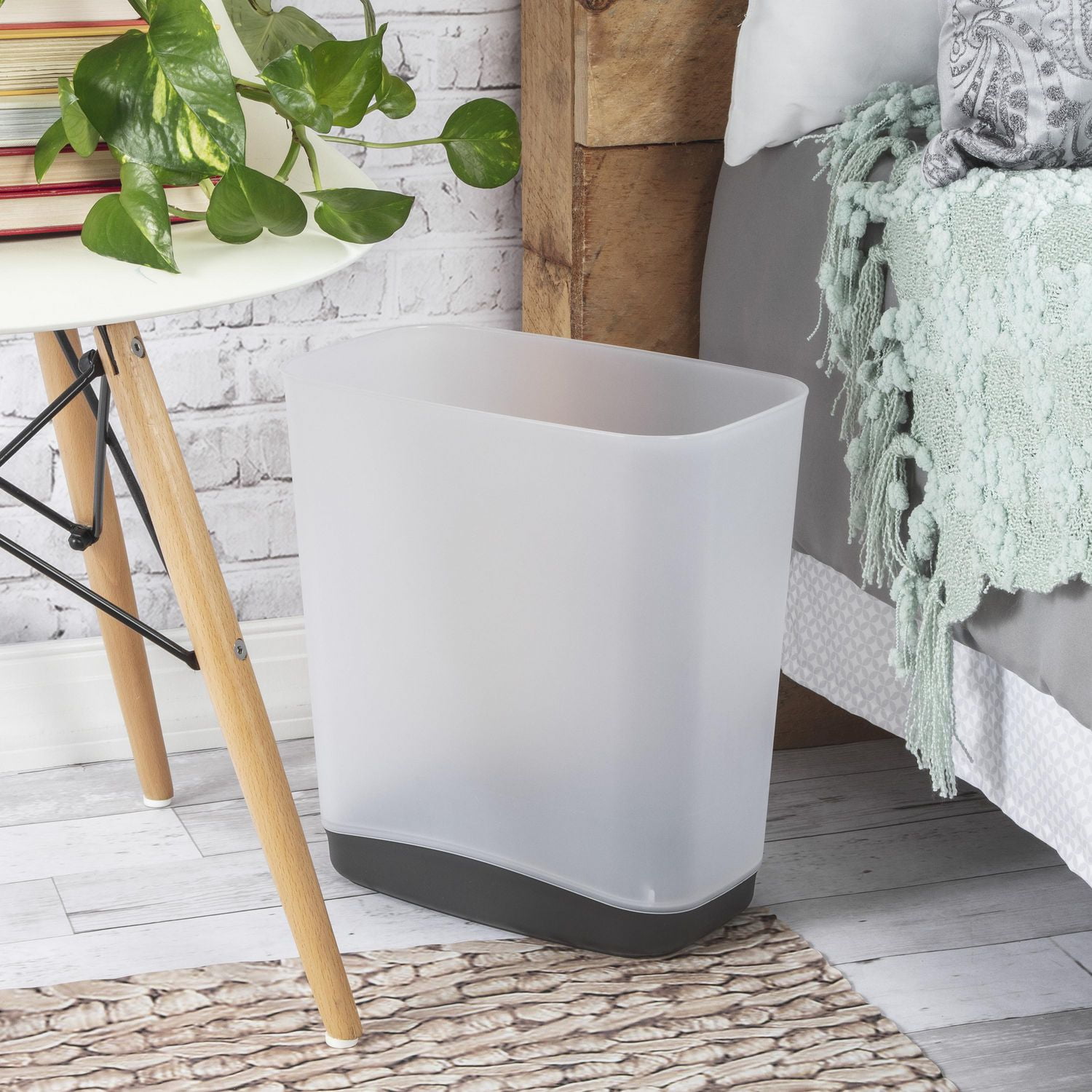 Sterilite 12.5 LRectangular Slim Wastebasket, Trash Can with Modern Aesthetic, Ideal for Small Spaces, Grey