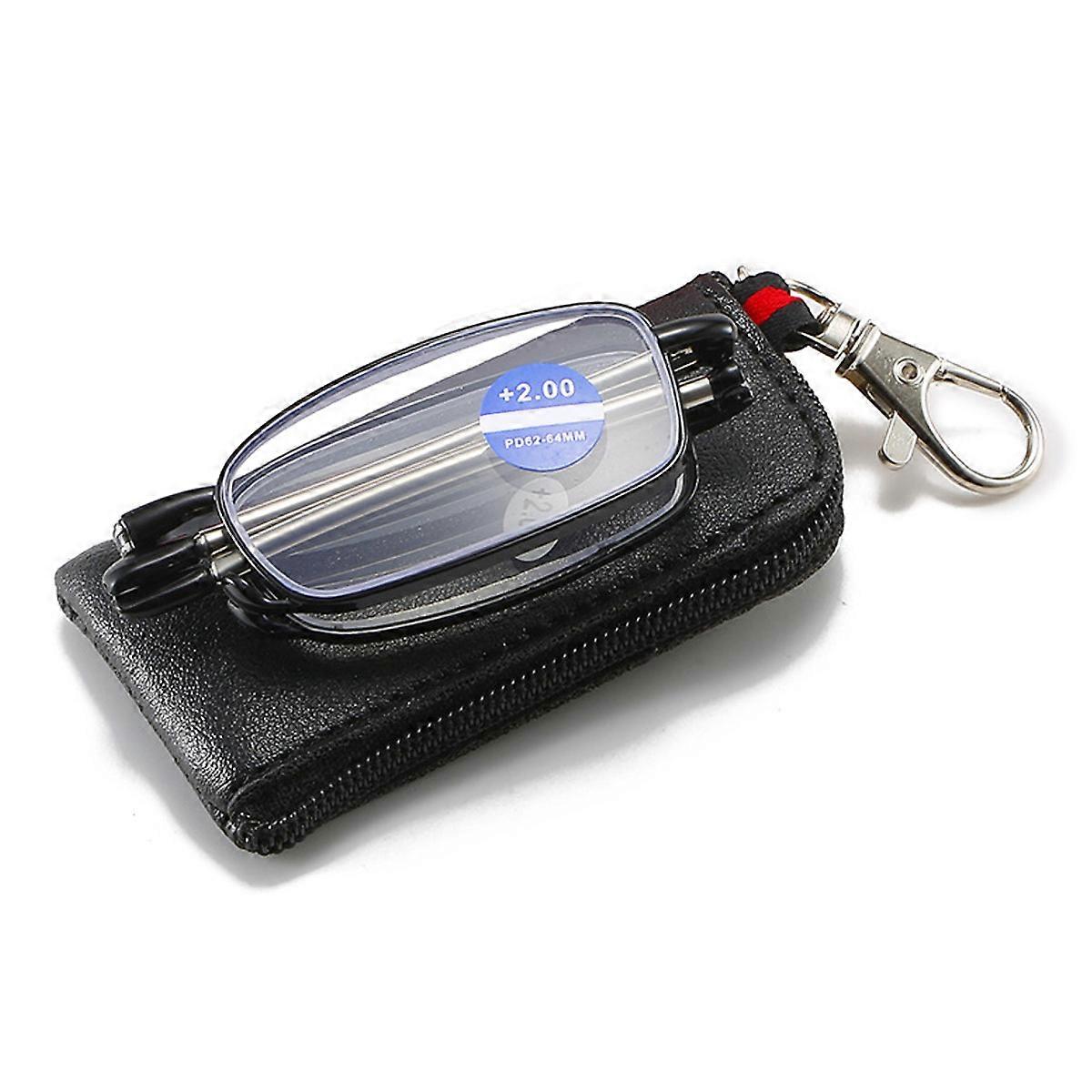 Antenna anti-blue light reading glasses men's and women's telescopic glasses leg folding portable glasses elderly reading glasses with zipper bag