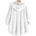thumbnail image 4 of WEIYLL Fleece Jacket Women Velvet Cat Ear Hooded Soild Patchwork Button Plush White Fall Tops Size XL, 4 of 4