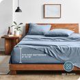 thumbnail image 3 of Bare Home Washed Sheet Set - Premium 1800 Collection - Deep Pocket - 3 Piece - Twin, Dusty Blue, 3 of 6