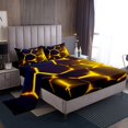 thumbnail image 1 of Erosebridal Abstract Ombre Sheet Set Queen, Futuristic Striped Bedding Sets Queen Size, Geometry Honeycomb Decor,, 1 of 7