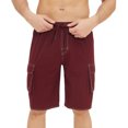 thumbnail image 2 of BADHUB Shorts Cargo à Cordon pour Hommes Taille Élastique Extensible Shorts de Travail Décontractés Ripstop Couleur Unie Shorts de Randonnée Rouge 40, 2 of 7