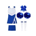 thumbnail image 3 of iiniim Tenues de Pom-Pom Girl pour Filles Enfants Uniformes de Cheerleading pour Filles du Secondaire Robe de Danse à Paillettes avec Pompons A Bleu Royal 4, 3 of 5